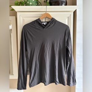 James Perse Hoodie Size 0 Lightweight Gray Cotton Loungewear Sweatshirt XS Men